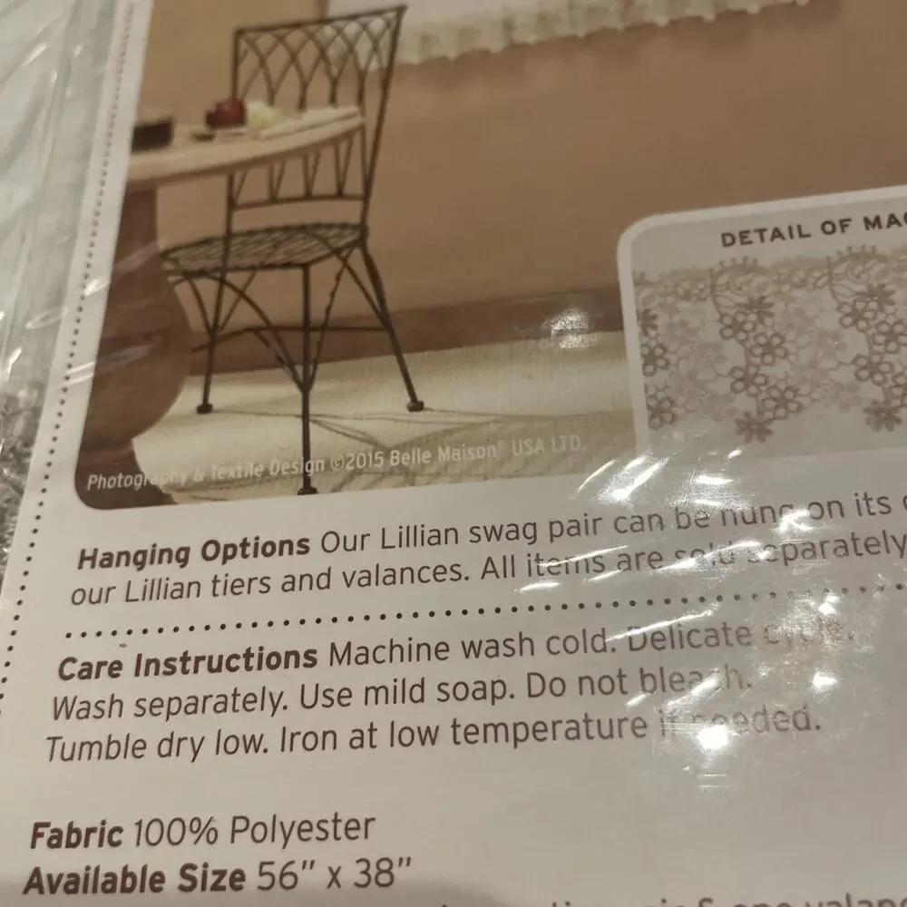 NEW Pair Renaissance Home Fashion Lillian Swag with Macrame Band 56